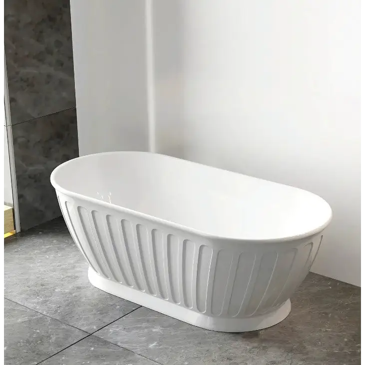 1500/1700*750/800*580mm INS OTTI Kensington Gloss/Matt White Oval Acrylic Freestanding Bathtub - Furniture > Bathroom >