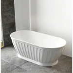 1500/1700*750/800*580mm INS OTTI Kensington Gloss/Matt White Oval Acrylic Freestanding Bathtub - Furniture > Bathroom >