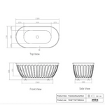 1500/1700*750/800*580mm INS OTTI Kensington Gloss/Matt White Oval Acrylic Freestanding Bathtub - Furniture > Bathroom >