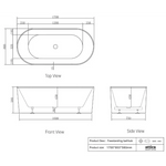 1500/1700*750/800*580mm INS OTTI Noosa Gloss/Matt White Oval Acrylic Freestanding Bathtub - Furniture > Bathroom >