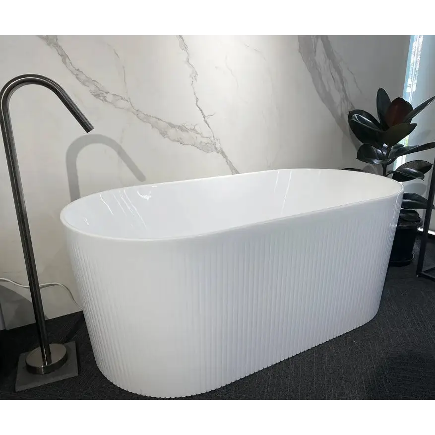 1500/1700*750/800*580mm INS OTTI Noosa Gloss/Matt White Oval Acrylic Freestanding Bathtub - Furniture > Bathroom >