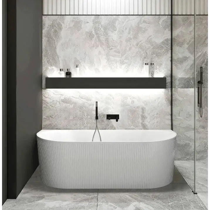 1500/1700*750/800*580mm INS OTTI Noosa Gloss/Matt White Oval Acrylic Freestanding Bathtub - Furniture > Bathroom >
