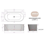 1500/1700*750/800*580mm INS OTTI Noosa Gloss/Matt White Oval Acrylic Freestanding Bathtub - Furniture > Bathroom >