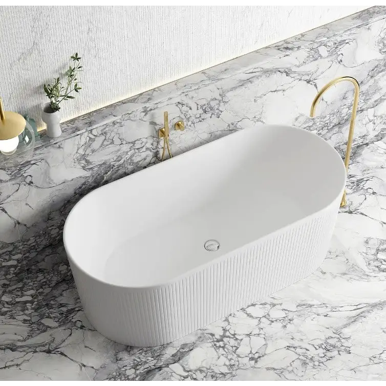 1500/1700*750/800*580mm INS OTTI Noosa Gloss/Matt White Oval Acrylic Freestanding Bathtub - Furniture > Bathroom >