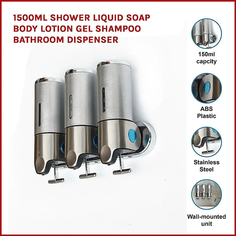1500ml Shower Liquid Soap Body Lotion Gel Shampoo Bathroom DISPENSER - Home & Garden > Bathroom Accessories