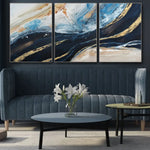 150X70cm Set of 3 Gold Framed Hand Painted Canvas Wall Art - Home & Garden > Wall Art