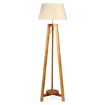 155cm Large Bamboo Wooden Tripod Floor Lamp w Beige Linen Light Shade - Home & Garden > Lighting > Floor Lamps