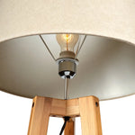 155cm Large Bamboo Wooden Tripod Floor Lamp w Beige Linen Light Shade - Home & Garden > Lighting > Floor Lamps