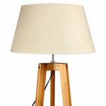 155cm Large Bamboo Wooden Tripod Floor Lamp w Beige Linen Light Shade - Home & Garden > Lighting > Floor Lamps