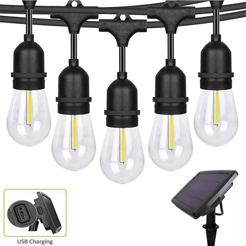 15M Solar Festoon String Lights Kits Globe Outdoor Christmas Party Garden - Occasions > Party Lights