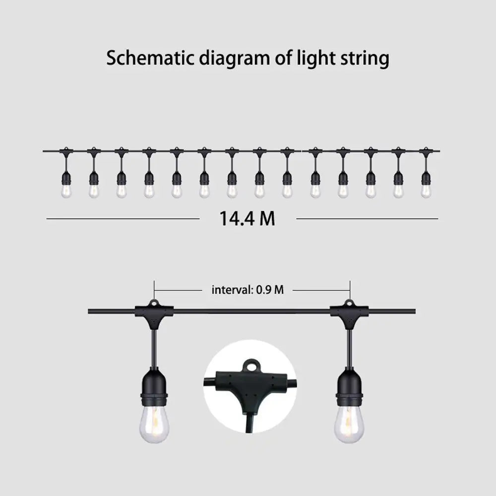 15M Solar Festoon String Lights Kits Globe Outdoor Christmas Party Garden - Occasions > Party Lights