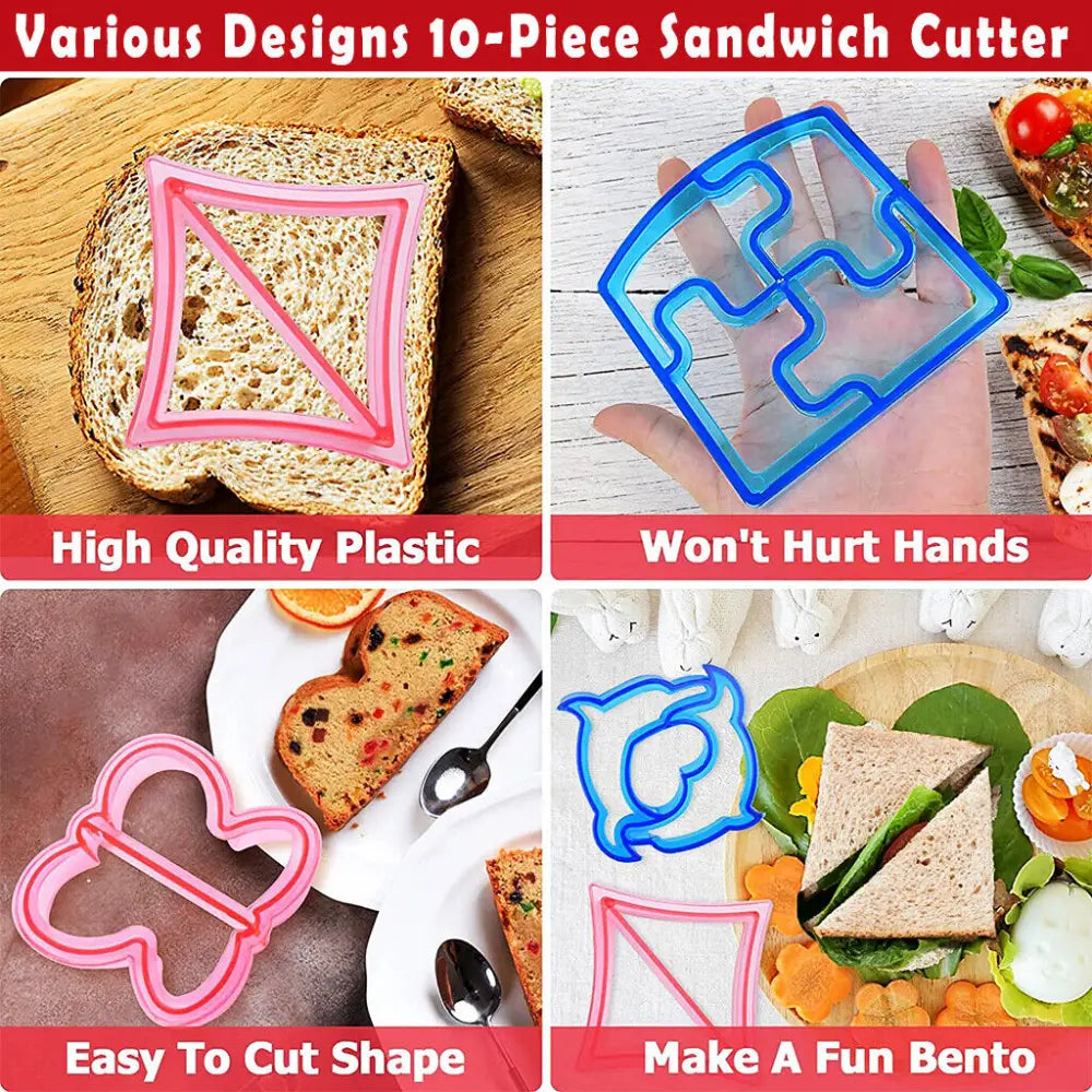 16 PCS Sandwich Cutter Kids DIY Toast Mold Bread Food Moulds Xmas Gift - Home & Garden > Kitchenware