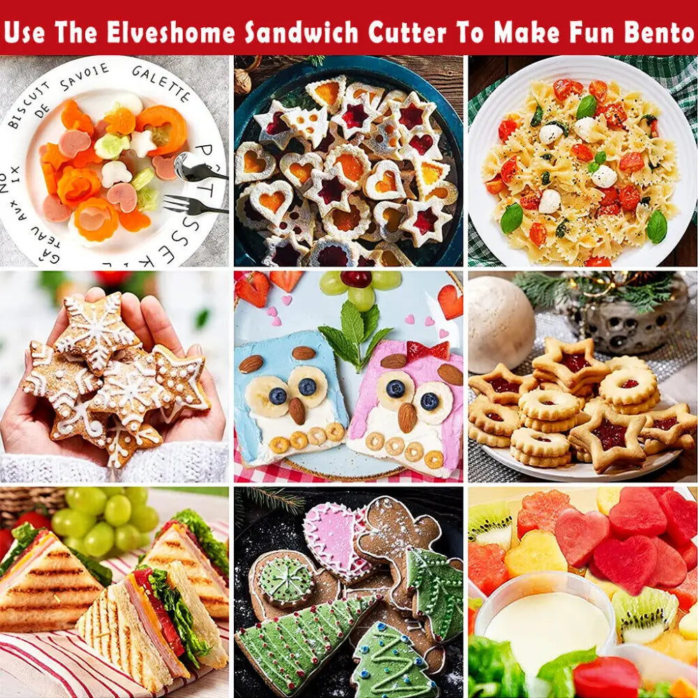 16 PCS Sandwich Cutter Kids DIY Toast Mold Bread Food Moulds Xmas Gift - Home & Garden > Kitchenware