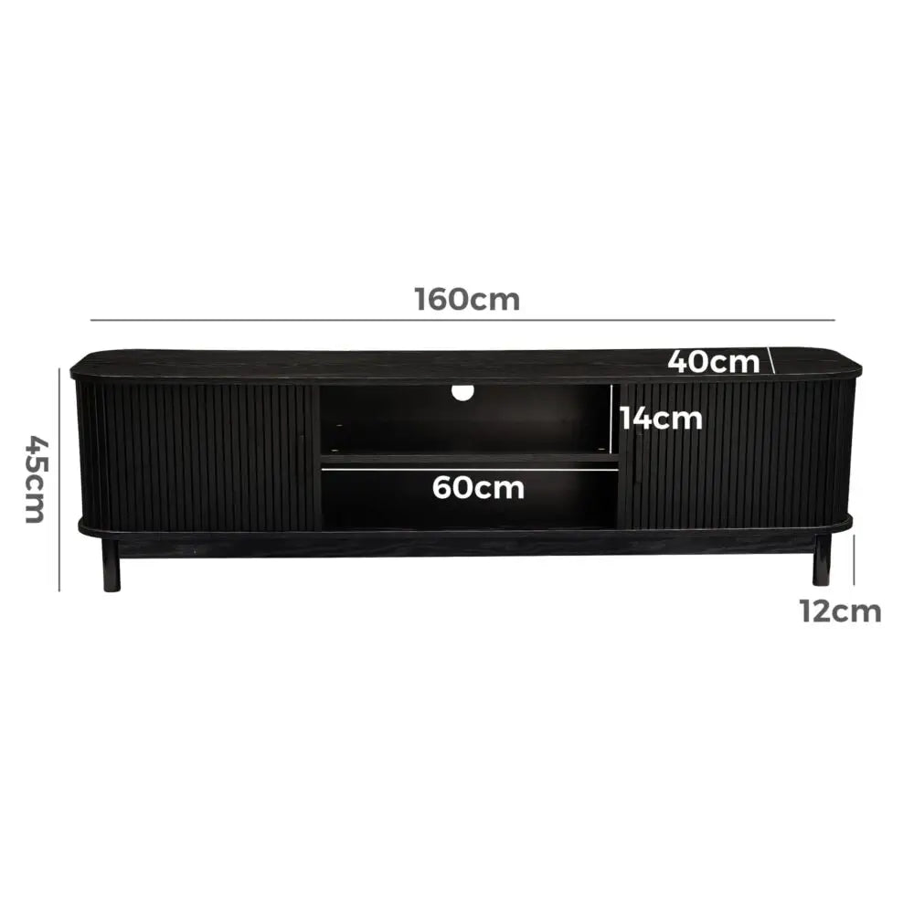 160cm Ribbed Entertainment Unit Black - Furniture > Living Room > TV Units