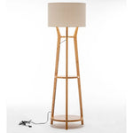168cm Large Bamboo Wooden Tripod Floor Lamp Light Modern Linen Shade w Shelves - Home & Garden > Lighting > Floor Lamps