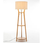 168cm Large Bamboo Wooden Tripod Floor Lamp Light Modern Linen Shade w Shelves - Home & Garden > Lighting > Floor Lamps