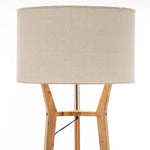 168cm Large Bamboo Wooden Tripod Floor Lamp Light Modern Linen Shade w Shelves - Home & Garden > Lighting > Floor Lamps
