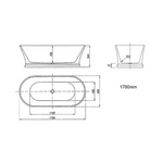 1700*800*560mm Hampton 1700 NF and Gloss White Freestanding Bathtub - Furniture > Bathroom > Bathtubs