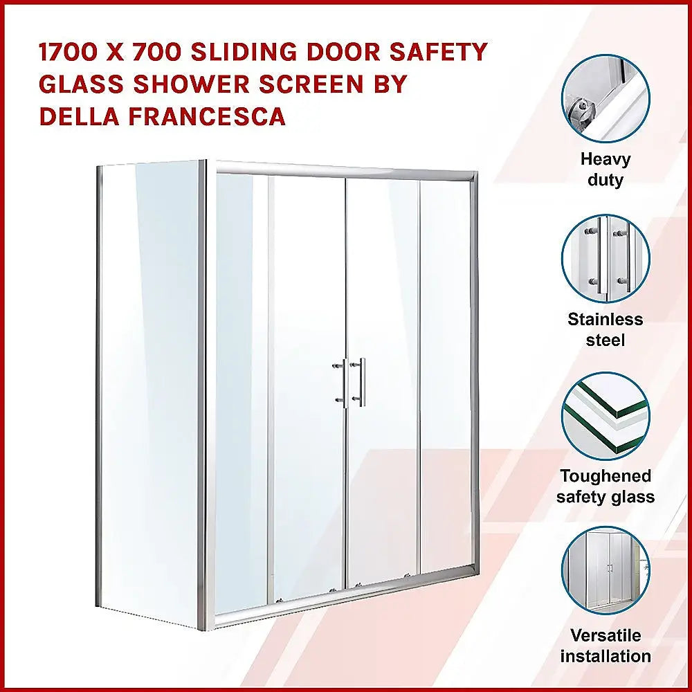 1700 X 700 Sliding Door Safety Glass Shower Screen By Della Francesca - Furniture > Bathroom > Shower Heads & Screens