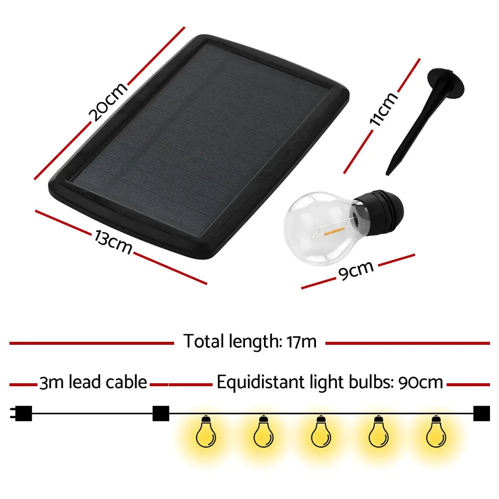 17m Solar Festoon Lights Outdoor LED String Light Christmas Decorations 2pcs - Home & Garden > Lighting
