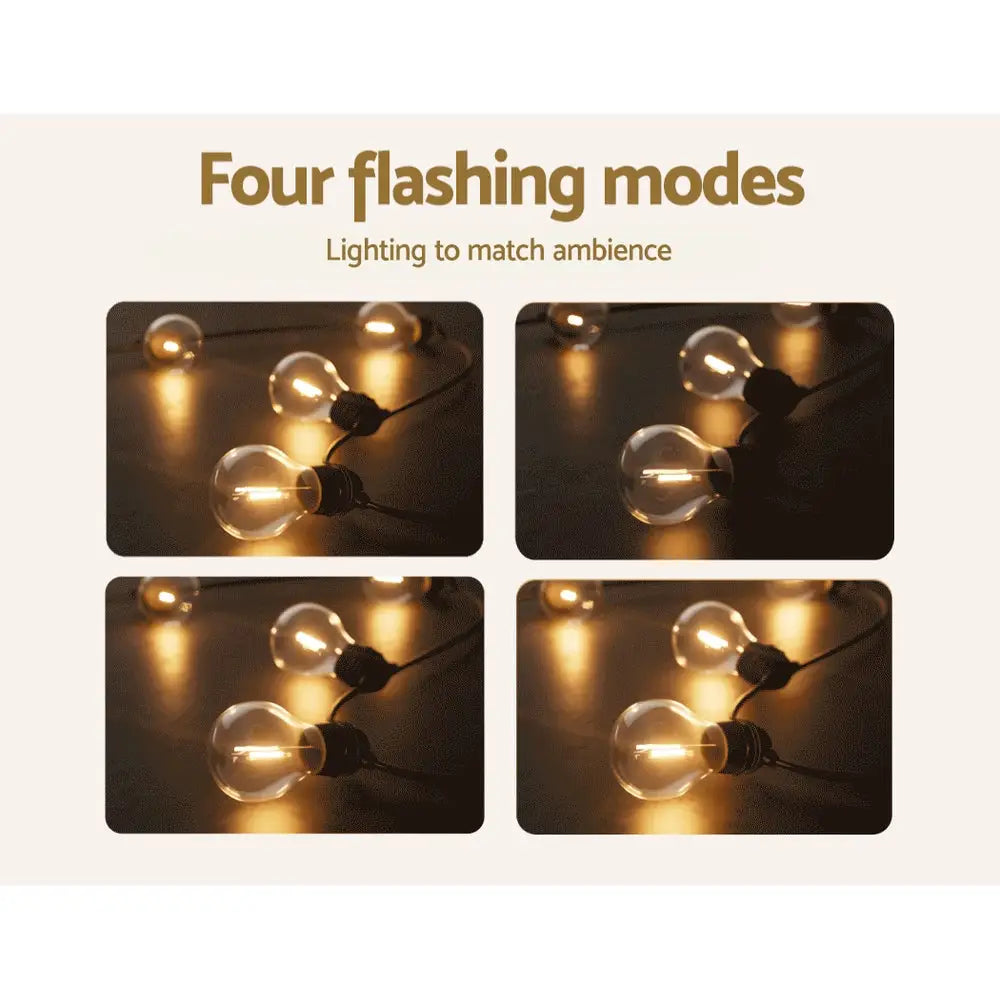 17m Solar Festoon Lights Outdoor LED String Light Christmas Decorations 2pcs - Home & Garden > Lighting