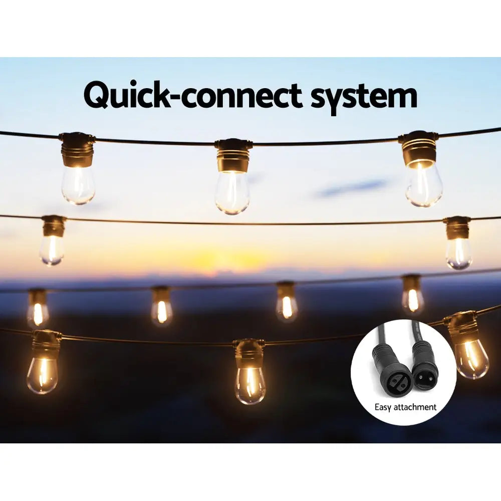 17m Solar Festoon Lights Outdoor LED String Light Christmas Party Decor 2pcs - Home & Garden > Lighting