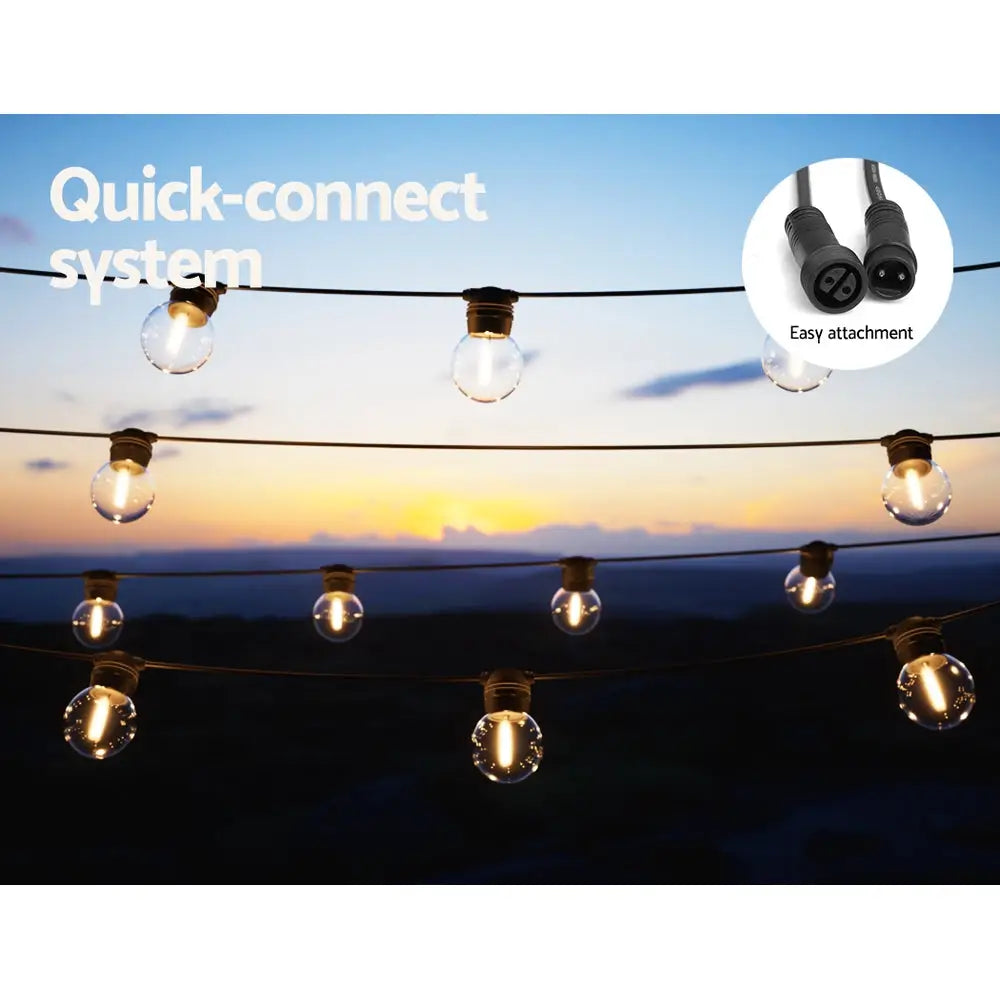17m Solar Festoon Lights Outdoor LED String Light Christmas Wedding Decor 2 Pack - Home & Garden > Lighting