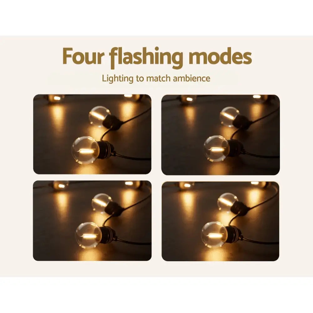 17m Solar Festoon Lights Outdoor LED String Light Christmas Wedding Decor 2 Pack - Home & Garden > Lighting