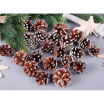 18 Christmas Natural Pine Cones Xmas Tree Hanging Home Decoration Ornament Gifts 18x Natural w Snow Covered Pinecones
