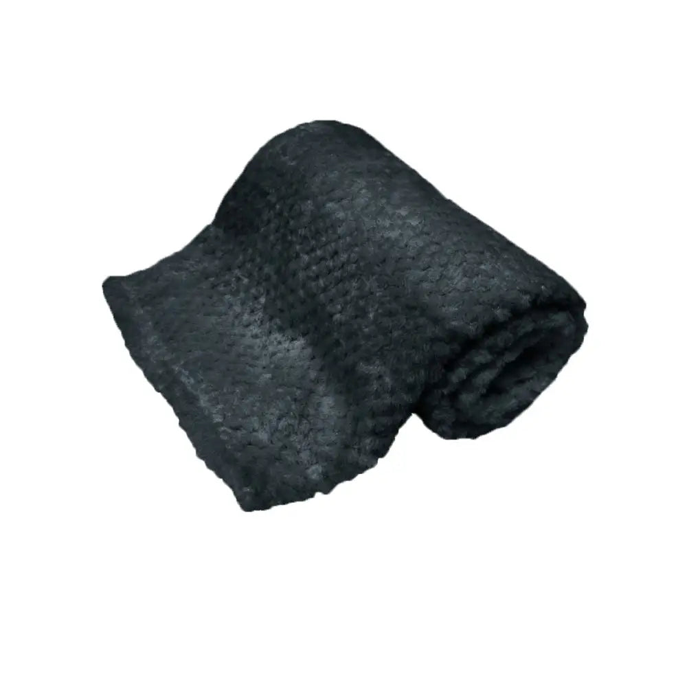 180GSM Soft Popcorn Coral Fleece Throw Rug 127 x 152cm Charcoal - Home & Garden > Bedding