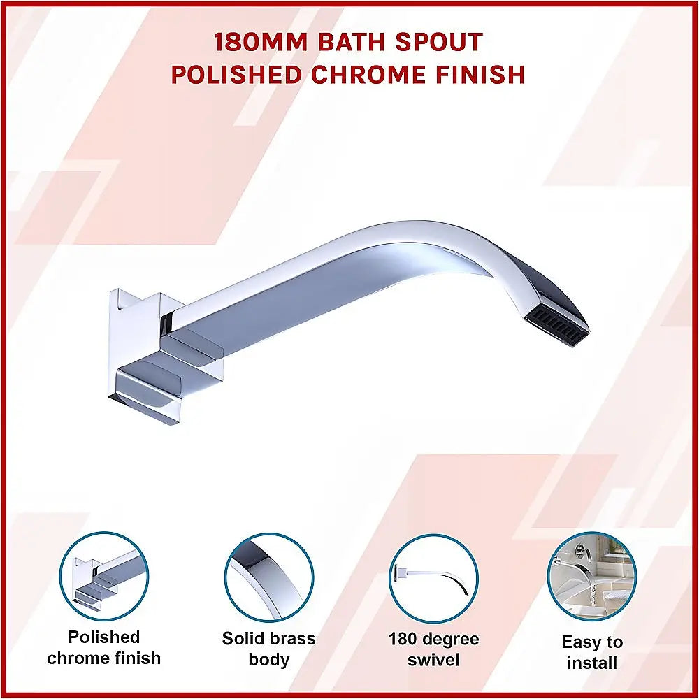 180mm Bath Spout Polished Chrome Finish - Furniture > Bathroom