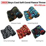 190GSM Boys Cool Ultra Soft Coral Fleece Throw 127 x 152cm Army Camouflage - Home & Garden > Bedding