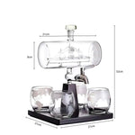 1L Whiskey or Wine Sailboat Glass Decanter Set - 4x Globe Glasses + Wooden Stand - Home & Garden > Decor > Vases &