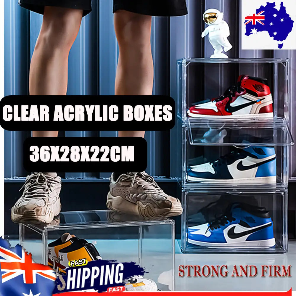1PC Ultra-clear sneaker storage magnetic side display acrylic shoe box shoe box - Home & Garden > Storage