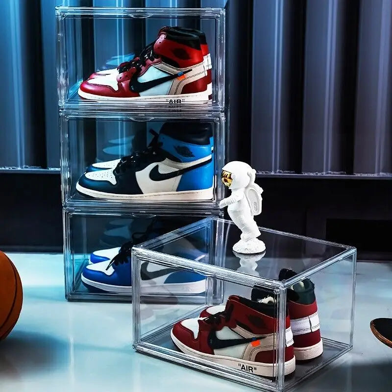 1PC Ultra-clear sneaker storage magnetic side display acrylic shoe box shoe box - Home & Garden > Storage