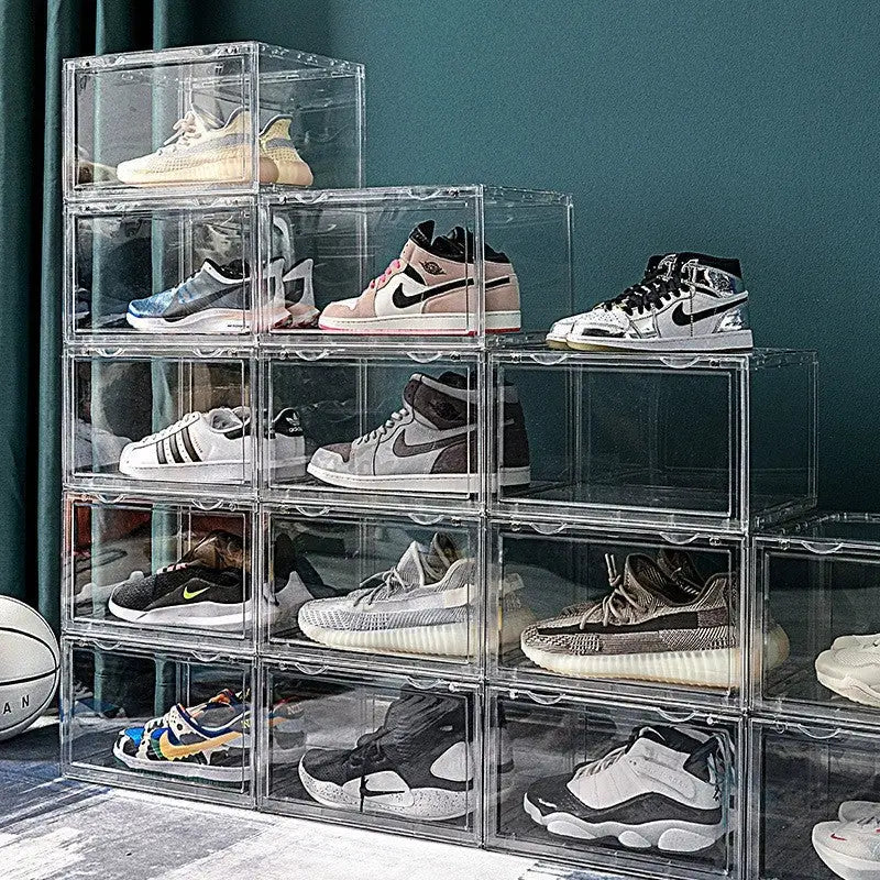 1PC Ultra-clear sneaker storage magnetic side display acrylic shoe box shoe box - Home & Garden > Storage