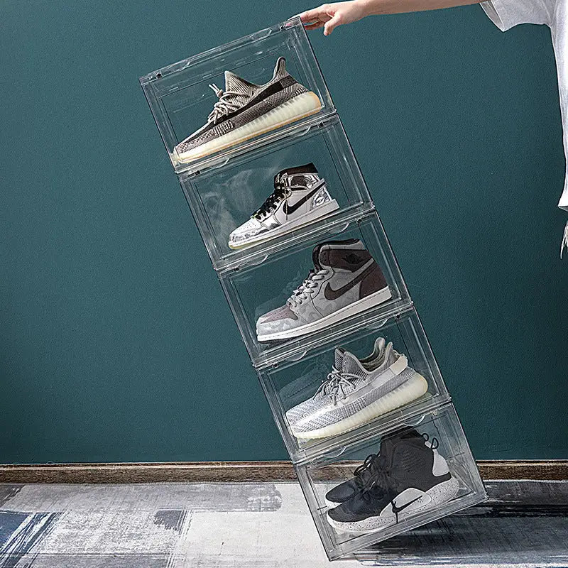 1PC Ultra-clear sneaker storage magnetic side display acrylic shoe box shoe box - Home & Garden > Storage