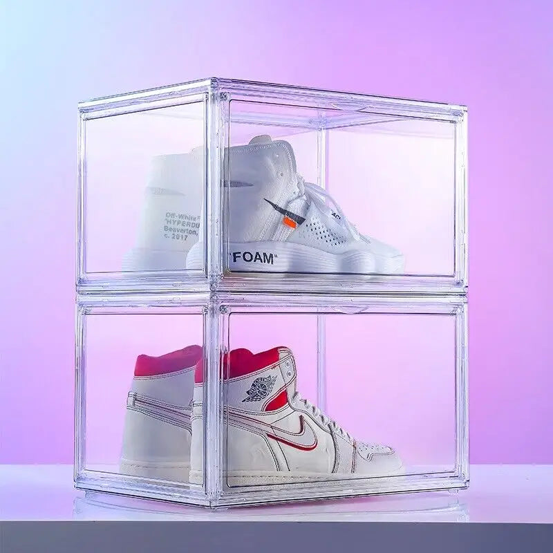 1PC Ultra-clear sneaker storage magnetic side display acrylic shoe box shoe box - Home & Garden > Storage