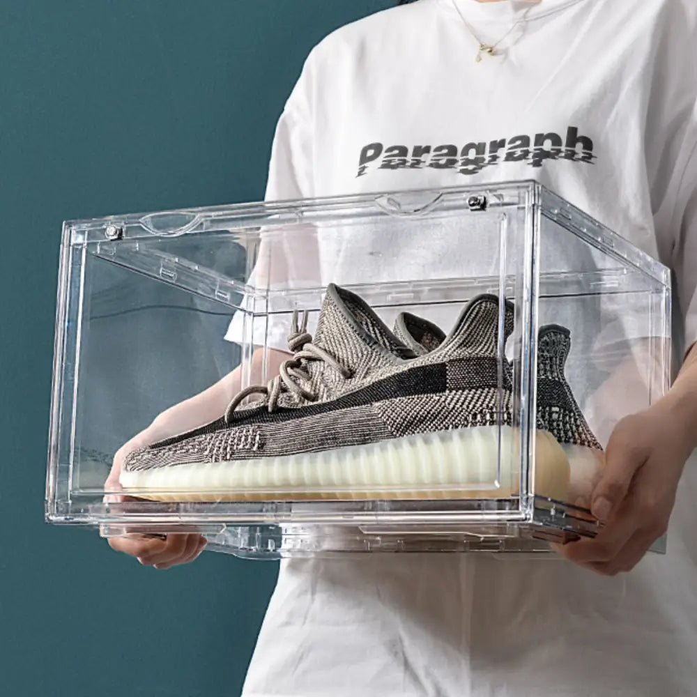 1PC Ultra-clear sneaker storage magnetic side display acrylic shoe box shoe box - Home & Garden > Storage