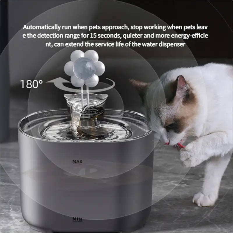 2.2L Intelligent Sensing Pet Water Fountain with Smart Sensor and Filter – Black Design - Pet Care > Cat Supplies >