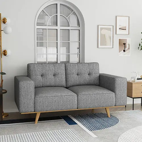 2-3 Seater Fabric Sofa Upholstery Pocket Spring Wooden Frame Grey Colour - Furniture > Sofas