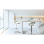 2 Curve Leather Barstools (White) w/ Adjustable Height 78-99cm - Furniture > Bar Stools & Chairs > Table & Bar Stools