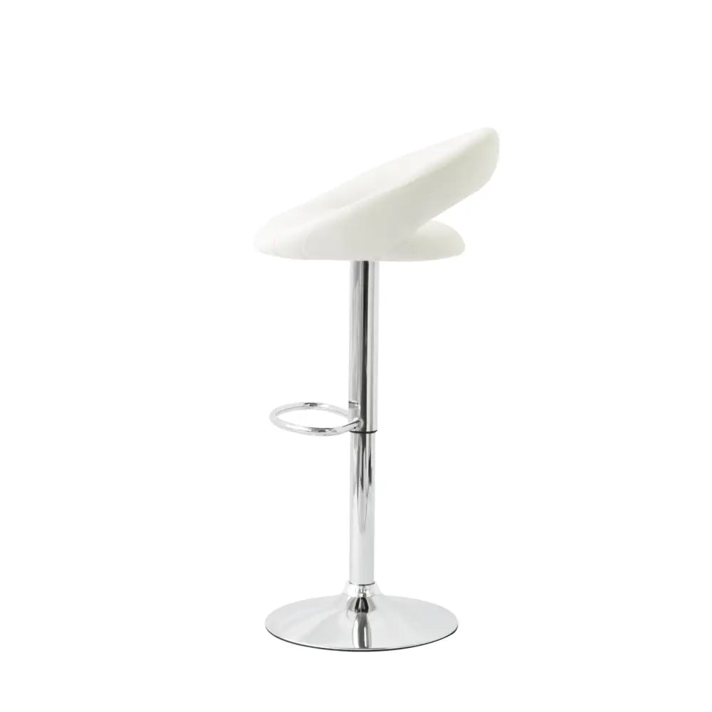 2 Curve Leather Barstools (White) w/ Adjustable Height 78-99cm - Furniture > Bar Stools & Chairs > Table & Bar Stools