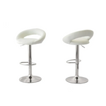 2 Curve Leather Barstools (White) w/ Adjustable Height 78-99cm - Furniture > Bar Stools & Chairs > Table & Bar Stools