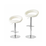 2 Curve Leather Barstools (White) w/ Adjustable Height 78-99cm - Furniture > Bar Stools & Chairs > Table & Bar Stools