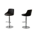 2 Diamond Style Padded Leather Barstools (Black) w/ Adjustable Height - Furniture > Bar Stools & Chairs > Table & Bar