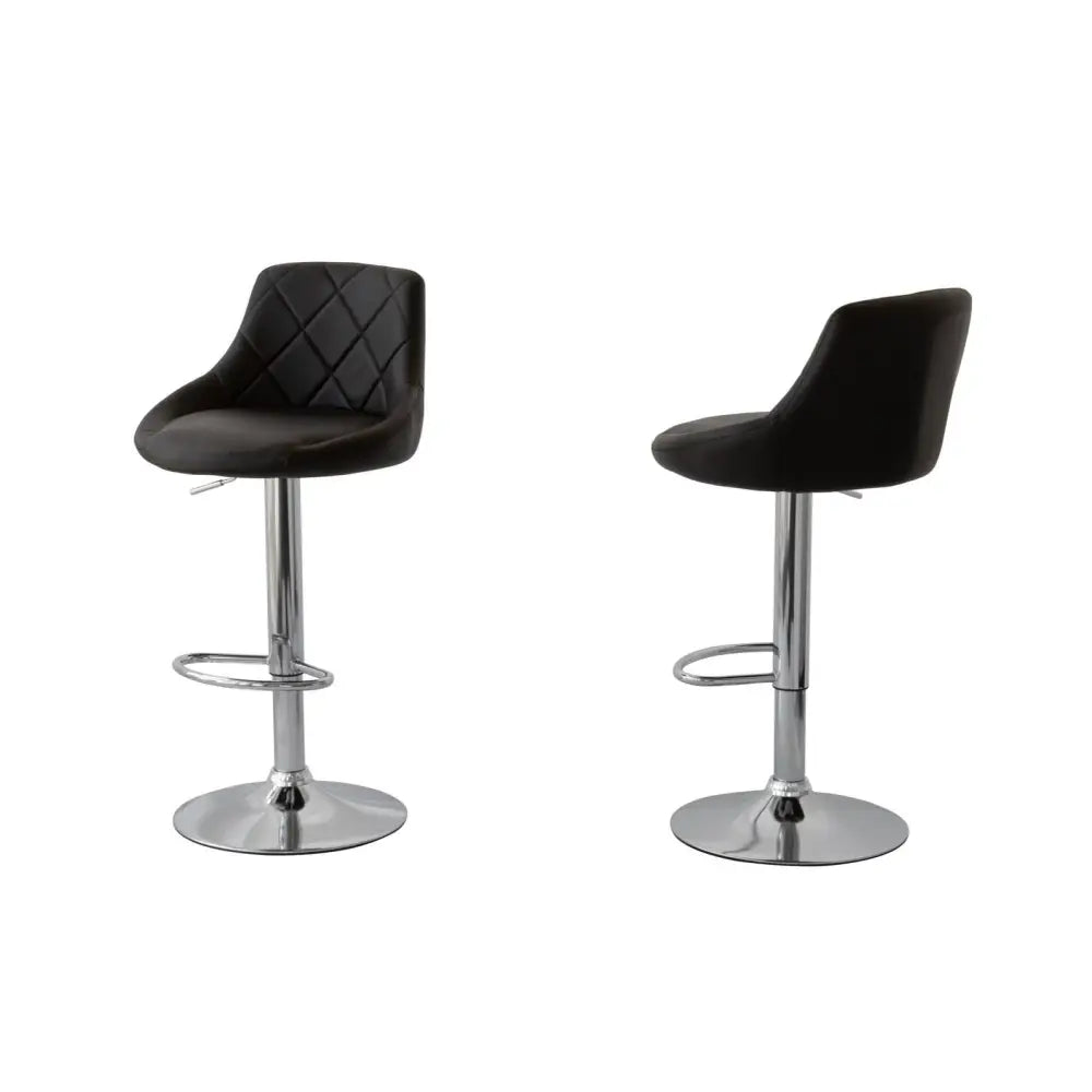 2 Diamond Style Padded Leather Barstools (Black) w/ Adjustable Height - Furniture > Bar Stools & Chairs > Table & Bar