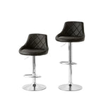 2 Diamond Style Padded Leather Barstools (Black) w/ Adjustable Height - Furniture > Bar Stools & Chairs > Table & Bar