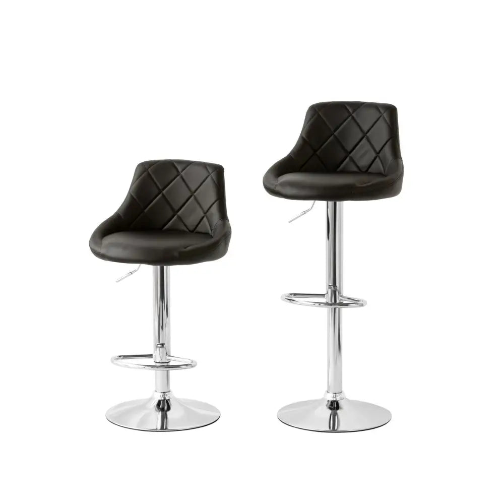 2 Diamond Style Padded Leather Barstools (Black) w/ Adjustable Height - Furniture > Bar Stools & Chairs > Table & Bar