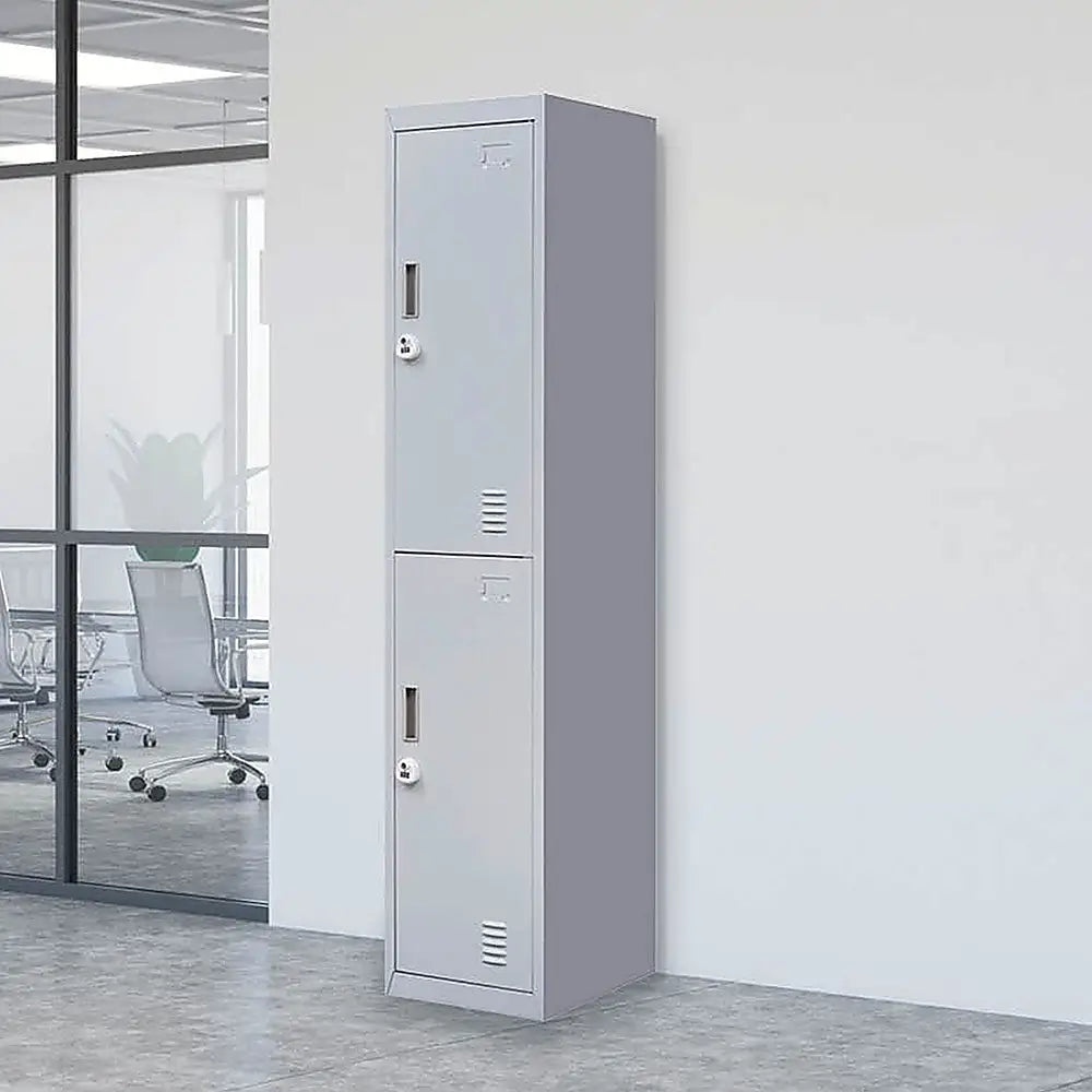 2-Door Vertical Locker for Office Gym Shed School Home Storage - Furniture > Office